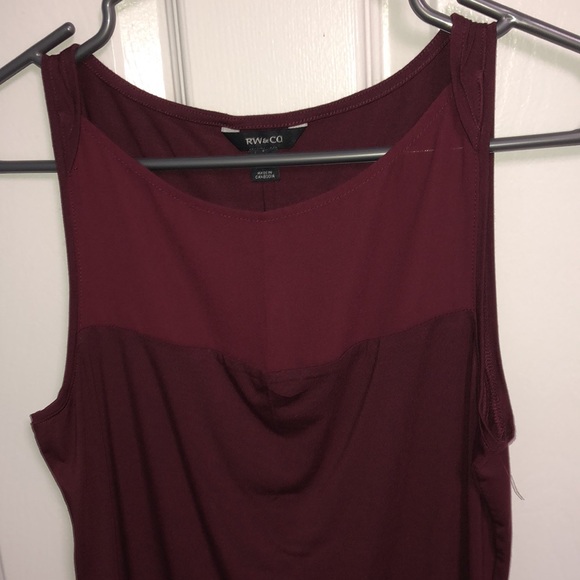 RW&Co. burgundy/wine tank top size small with sheer panel - Picture 2 of 5